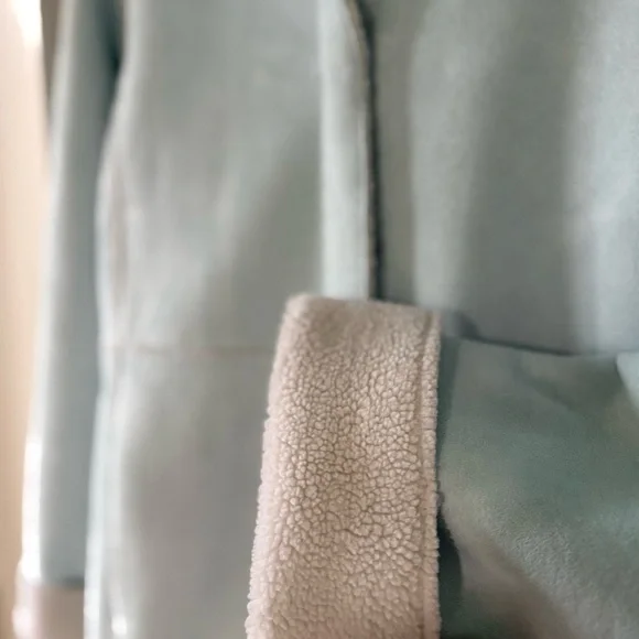 Vintage Coldwater Creek Light Blue Faux Suede & Shearling Penny Lane Coat - Picture 5 of 5